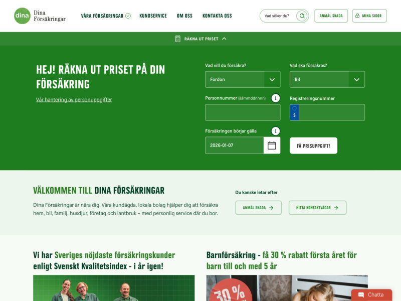 Dina Försäkringar hemsida