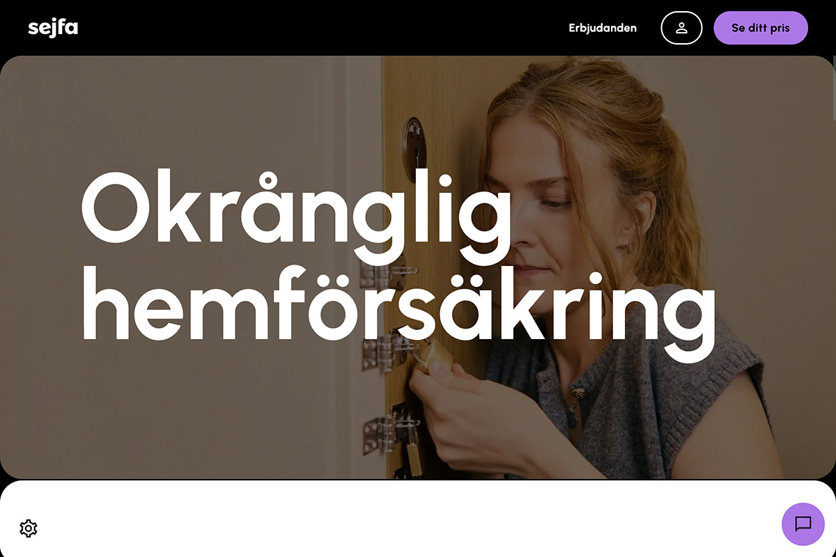 Sejfa Hemförsäkring hemsida